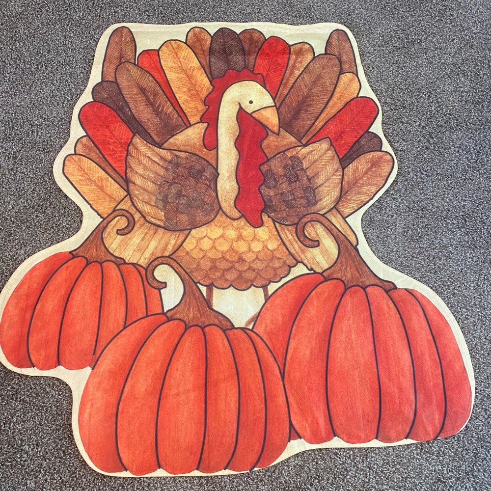Debbie Mumm Thanksgiving Turkey Pumpkin Garden Flag Wall Hanging‎ Large 37x42